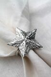 6 Adet Dekoratif Gümüş Star Nova Peçete Halkası - Napkin Ring