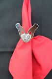 6 Adet Gümüş Love is a Passion Peçete Halkası - Napkin Ring