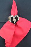 6 Adet Gold Heart Valentine Peçete Halkası - Napkin Ring