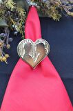 6 Adet Gold Heart Valentine Peçete Halkası - Napkin Ring