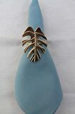 6 Adet Gold Tropical Leaf Metal Peçete Halkası - Napkin Ring
