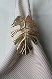 6 Adet Gold Tropical Leaf Metal Peçete Halkası - Napkin Ring