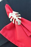 6 Adet Gold Tropical Leaf Metal Peçete Halkası - Napkin Ring