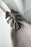 6 Adet Gümüş Tropical Leaf Metal Peçete Halkası - Napkin Ring