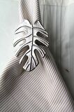 6 Adet Gümüş Tropical Leaf Metal Peçete Halkası - Napkin Ring