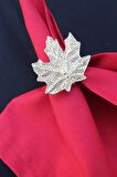 6 Adet Gold Vintage Çınar Yaprağı Metal Peçete Halkası - Napkin Ring