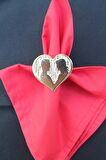 6 Adet Gold Valentine Yuvarlak Metal Peçete Halkası - Napkin Ring
