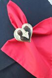 6 Adet Gold Valentine Yuvarlak Metal Peçete Halkası - Napkin Ring