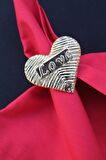 6 Adet Gold Love Kalp Metal Peçete Halkası - Napkin Ring