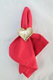 6 Adet Gold Love Kalp Metal Peçete Halkası - Napkin Ring