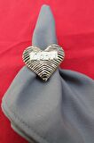 6 Adet Gold Love Kalp Metal Peçete Halkası - Napkin Ring