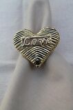 6 Adet Gold Love Kalp Metal Peçete Halkası - Napkin Ring