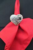 6 Adet Gold Aşk ile... Yazılı Kalp Metal Peçete Halkası - Napkin Ring