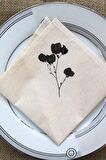 6 Adet Black Rose Doğal Keten Servis Sunum Peçetesi