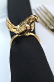 6 Adet Gold Kuş Figürlü Modern Metal Peçete Halkası