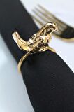 6 Adet Gold Kuş Figürlü Modern Metal Peçete Halkası