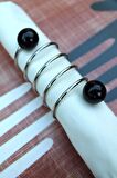6 Adet Black Silver Steel Peçete Yüzüğü