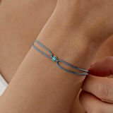 Bebe Mavisi Mineli Nazar İp Bileklik