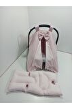 Pembe Puset Örtüsü ve Puset Minderi 2'li Set