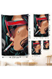 Sigara İçen Pop Art Kadın Duvar Örtüsü-7929