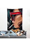 Sigara İçen Pop Art Kadın Duvar Örtüsü-7929