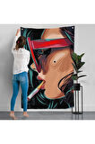 Sigara İçen Pop Art Kadın Duvar Örtüsü-7929