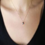Cebeci 14 Ayar Tek Taşlı Rose Altın Kolye