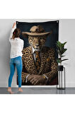 Takım Elbiseli Leopar Duvar Örtüsü-7932