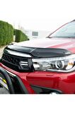 Toyota Hilux Ön Kaput Koruma Rüzgarlığı 3mm Akrilik (ABS) Parlak Siyah Deflektör 2015-2020