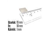 Neodyum Mıknatıs Köşeli  15x10mm , Kalınlık 1 mm ( 5 Adet)