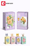 Sembo Block Orange Flower Stream Dekoratif Çiçekler 200 Parça yapı blokları Lego ile uyumlu (611086)