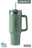 Vagonlife Quencher Cup 1200 ML Pipetli/Rahat İçim Kulplu Paslanmaz Çelik Termos -FFVGN0581200ML