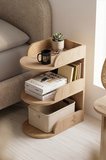 Reyo Falez Komodin Modern Ahşap 3 Katlı Raflı Yan Sehpa Çok Amaçlı Organizer Kitaplık Naturel