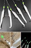 Eagenset Silikon Balıklı Çapari 5.5 Cm (2 Adet) Silikon At Çek Takımı Beyaz Fosforlu Glow Gözler ve Fosforlu Glow Boncuklu