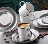 6 lı Porselen Kahve Fincanı Silver Türk Kahvesi 4004