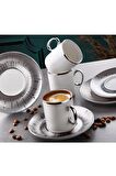 6 lı Porselen Kahve Fincanı Silver Türk Kahvesi 4004