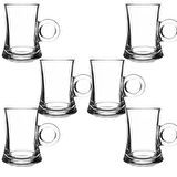 6 lı Lüks Cam Kulplu Çay Fincanı Çay Bardağı 110ml çay0100
