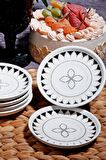 6 lı Porselen Çay Tabak Siyah Çay Tabağı Çap 11,5cm 207/3
