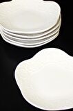 6 lı Porselen Çay Tabak Kendinden Desenli Çay Tabağı Çap 10cm