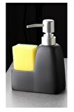 Stonware Sıvı Sabunluk Siyah Süngerlik Bölmeli 300ml