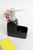 Stonware Sıvı Sabunluk Siyah Süngerlik Bölmeli 300ml