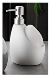 Stonware Sıvı Sabunluk Beyaz Süngerlik Bölmeli 500ml