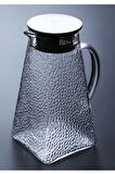 Borosilikat Cam Metal Kapaklı Lüks Sürahi Kare 1500ml