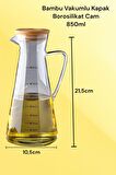 Bambu Vakumlu Kapak Borosilikat Cam Yağlık Sirkelik 850ml 3317