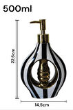 Porselen 500ml Sıvı Sabunluk Siyah Beyaz k282