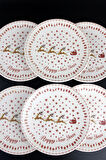 6'lı Yılbaşı Konsept Seramik 25cm Servis Pasta Tabak Servis20897