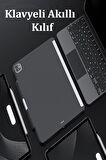 iPad Pro 12.9 inç (2018)  Uyumlu Fuchsia  Magic Dönen Klavyeli Tablet Kılıf