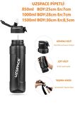 Uzspace FiftyFifty PİPETLİ 1000ml -Büyük Boy- Tritan Su Matarası 