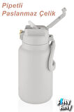 Vagonlife DILLER 1000ml Pipetli Taşıma Kulplu Çelik Matara 6 saat sıcak/soğuk tutma süresi 4 farklı renk