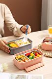 Vagonlife Bento Lunch Box Ofis-Okul İçin Yeni Nesil Sefer Tası Çift Kat 4 bölme Paslanmaz Çelik F494